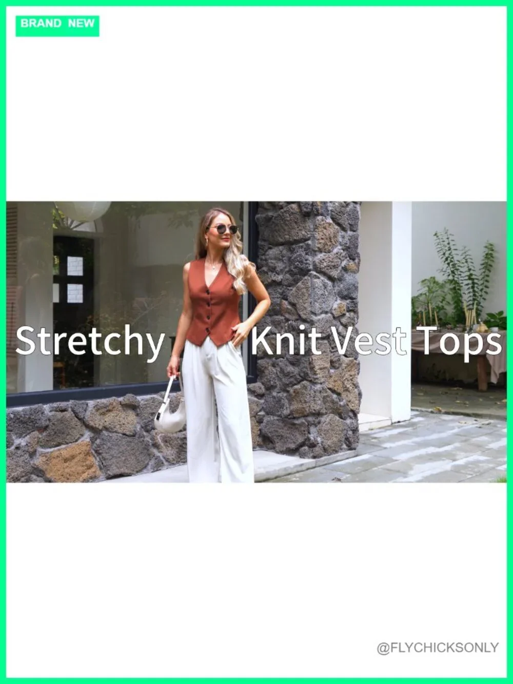 Women's High Stretch Knit Vest Sleeveless V-Neck Button Down Business Casual